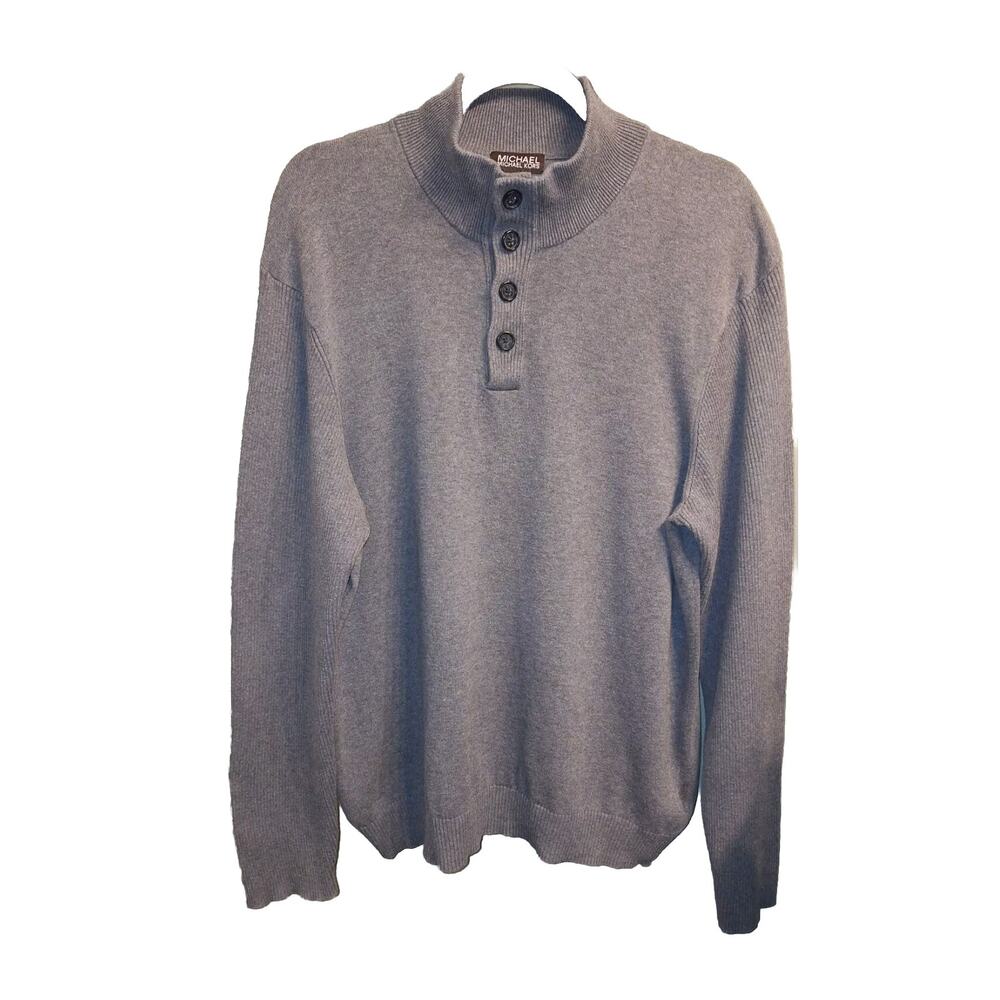 Michael Kors MENS XL Button Neck Sweater. NICE 100% Preshrunk Cotton